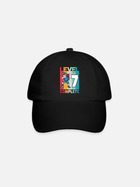 Ich bin schon 7 | 7. Geburtstag Jungen Fussball - Baseballkappe - Schwarz/Schwarz