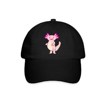 Knuffiger Axolotl (3c, Kawaii Schwanzlurch) - Baseballkappe - Schwarz/Schwarz - Vorne