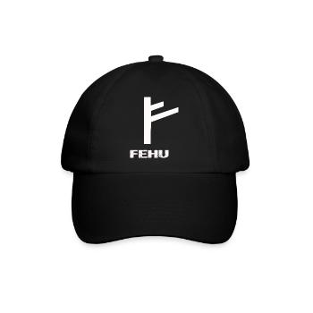 Wikinger Rune Fehu - Baseballkappe - Schwarz/Schwarz - Vorne