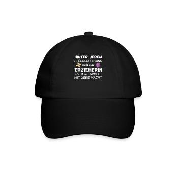 Erzieherin - Baseballkappe - Schwarz/Schwarz - Vorne
