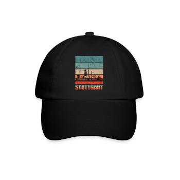 Stuttgart Skyline Geschenkidee - Baseballkappe - Schwarz/Schwarz - Vorne