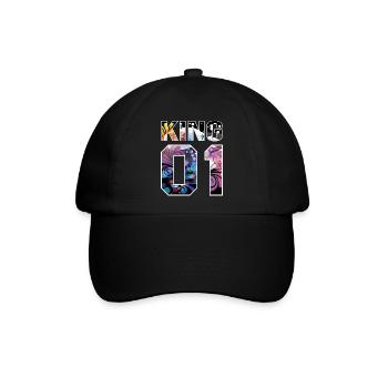 King Queen - King modernes Blumenmuster - Baseballkappe - Schwarz/Schwarz - Vorne