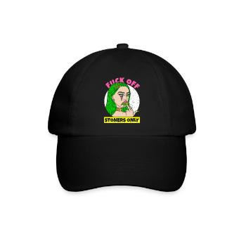 MARIHUANA CANNABIS GIRL FUCK OFF STONERS ONLY - Baseballkappe - Schwarz/Schwarz - Vorne