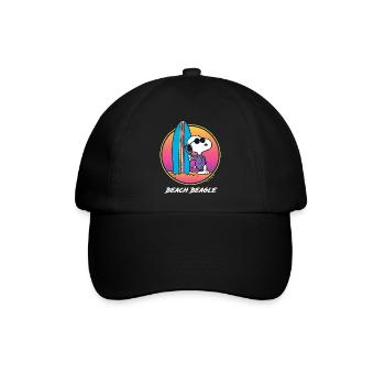 Peanuts Snoopy Cool Surfen Strand Urlaub - Baseballkappe - Schwarz/Schwarz - Vorne