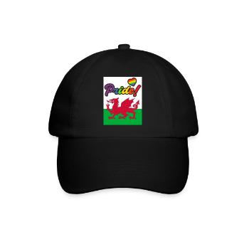 Wales LGBT Gay Pride Cardiff - Baseballkappe - Schwarz/Schwarz - Vorne