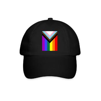 Regenbogen Pride Flagge - Baseballkappe - Schwarz/Schwarz - Vorne