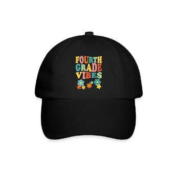 Fourth Grade Vibes - Blumiges Retro - Baseballkappe - Schwarz/Schwarz - Vorne