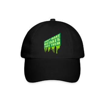 Date Mistakes Zitat Logo - Baseballkappe - Schwarz/Schwarz - Vorne