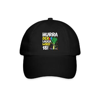 Hurra der Lauch wird 18 - Baseballkappe - Schwarz/Schwarz - Vorne