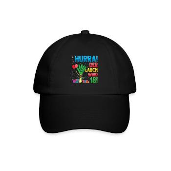 Hurra der Lauch wird 18 - Baseballkappe - Schwarz/Schwarz - Vorne