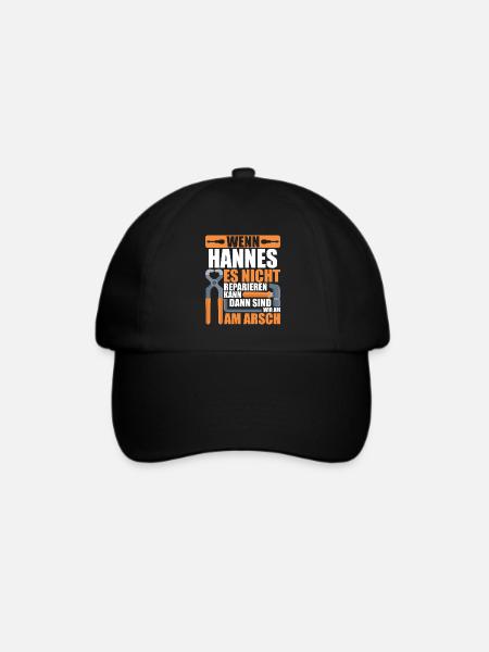 Vorname Hannes Name Geburtstag Geschenk - Baseballkappe - Schwarz/Schwarz