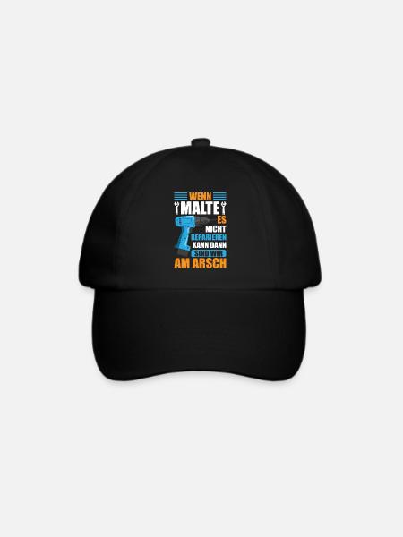 Malte Vorname Name Geburtstag Reparieren - Baseballkappe - Schwarz/Schwarz