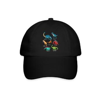 Mein Dinosaurier Alphabet Kinder Arten Dino A-Z - Baseballkappe - Schwarz/Schwarz - Vorne