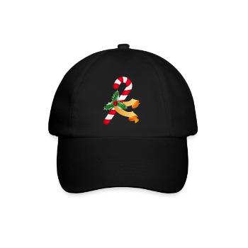 Zuckerstange und Stechpalme für die Weihnachtszeit - Baseballkappe - Schwarz/Schwarz - Vorne