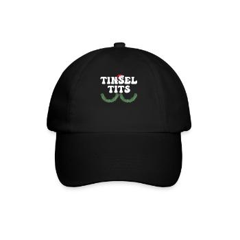 Lustige Paare Weihnachtshemden, Lametta Titten - Baseballkappe - Schwarz/Schwarz - Vorne