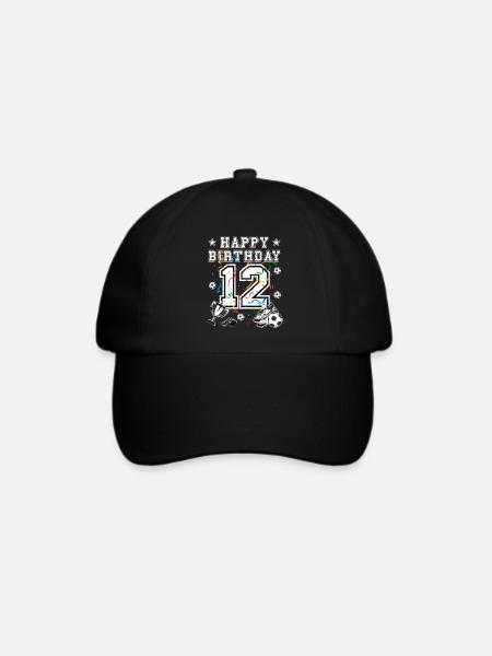 Fußball Geburtstag 12 Jahre Fußballtrikot Fußball - Baseballkappe - Schwarz/Schwarz