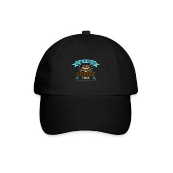 Es Ist Immer Kaffeezeit - Baseballkappe - Schwarz/Schwarz - Vorne