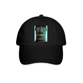 Moai Gesicht Portrait Neon-Stil - Baseballkappe - Schwarz/Schwarz - Vorne