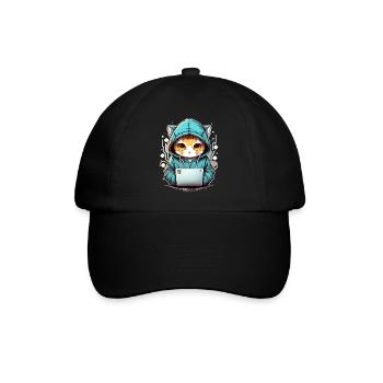 Coding cat - Baseballkappe - Schwarz/Schwarz - Vorne