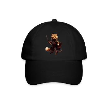 Katzen Pirat und Freibeuter mit Mantel und Degen - Baseballkappe - Schwarz/Schwarz - Vorne