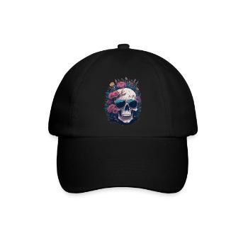 Flower Skull - Baseballkappe - Schwarz/Schwarz - Vorne