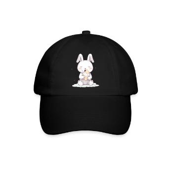 Sommerlicher Genuss: Hase mit Eis - Baseballkappe - Schwarz/Schwarz - Vorne