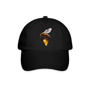 Biene mit Honigwabe - Baseballkappe - Schwarz/Schwarz - Vorne