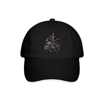 Flower Power - Baseballkappe - Schwarz/Schwarz - Vorne