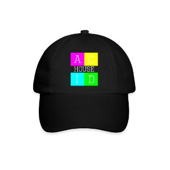 Acid House weiß - Baseballkappe - Schwarz/Schwarz - Vorne