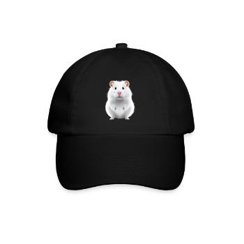 niedlicher hamster mit fliege porträt ölgemälde sw - Baseballkappe - Schwarz/Schwarz - Vorne
