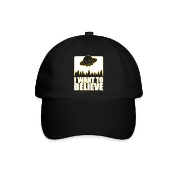 I Want To Believe Aliens UFO | Farben änderbar - Baseballkappe - Schwarz/Schwarz - Vorne