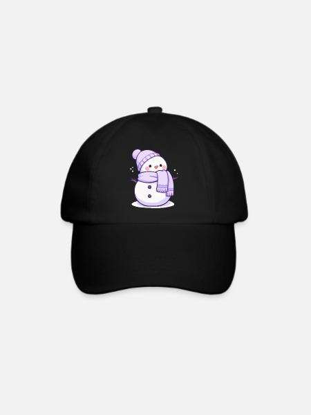 Süßer Weihnachts Schneemann - Festtags-Design - Baseballkappe - Schwarz/Schwarz