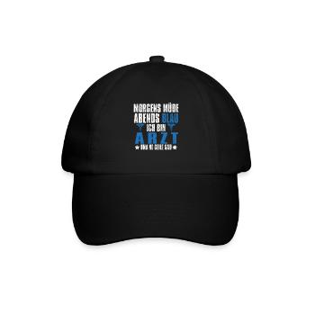 Hausarzt Doktor Morgens Mde Abends Blau - Baseballkappe - Schwarz/Schwarz - Vorne