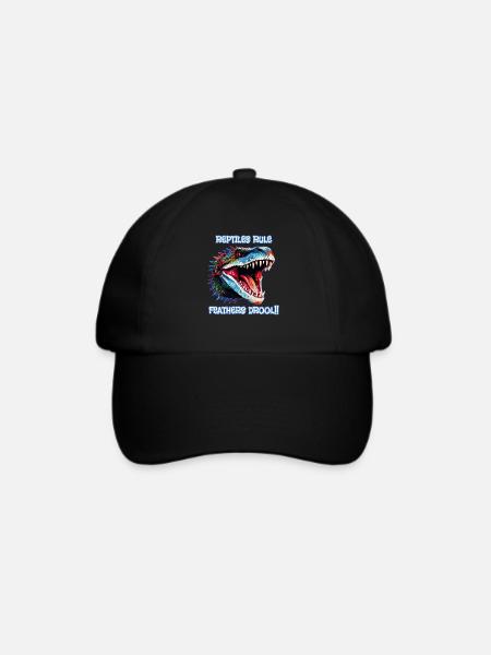 Reptilienkopf, Reptilienherrschaft, Federn sabbern - Baseballkappe - Schwarz/Schwarz