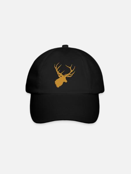 Goldener Hirsch - Baseballkappe - Schwarz/Schwarz