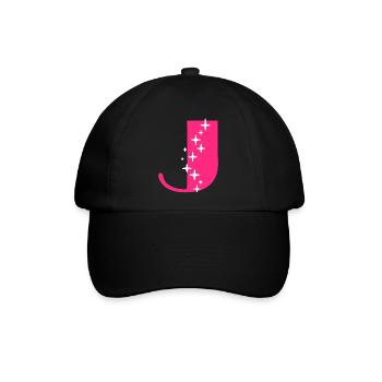 Buchstabe J Glitzer - Baseballkappe - Schwarz/Schwarz - Vorne
