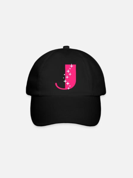 Buchstabe J Glitzer - Baseballkappe - Schwarz/Schwarz
