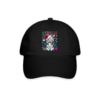 Festliche Osterhasen mit Weihnachtsmütze - Baseballkappe - Schwarz/Schwarz - Vorne
