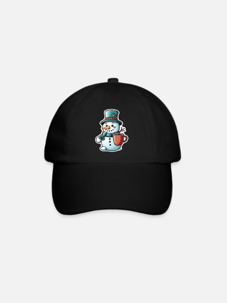 Schneemann - Baseballkappe - Schwarz/Schwarz