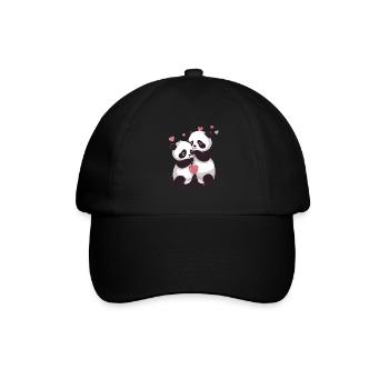 Ich liebe dich, Panda - Baseballkappe - Schwarz/Schwarz - Vorne