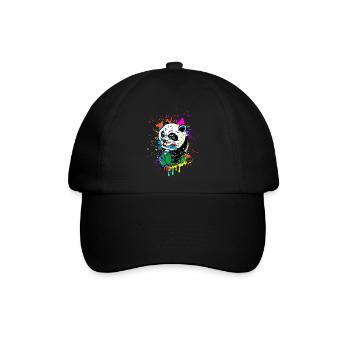 Roller fahrender Panda - Baseballkappe - Schwarz/Schwarz - Vorne