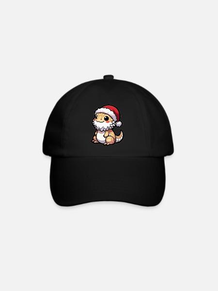 Niedliche Bartagame Weihnachten - Baseballkappe - Schwarz/Schwarz