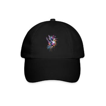 Kolibri Watercolor Hummingbird - Baseballkappe - Schwarz/Schwarz - Vorne