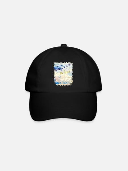 Be free - Old Airplane - Vintage Look - Baseballkappe - Schwarz/Schwarz