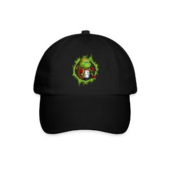 Kung Fu-Schildkröte mit Halbtonfeuer-Hintergrund - Baseballkappe - Schwarz/Schwarz - Vorne