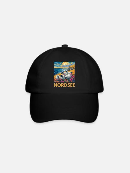 Nordsee Schafe Norddeutschland Niedersachsen - Baseballkappe - Schwarz/Schwarz