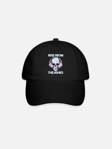 Techno Raver Schädel - Baseballkappe - Schwarz/Schwarz