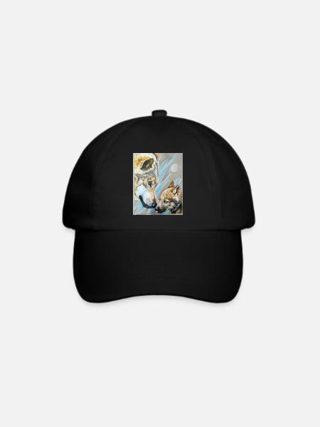 Wolfmama und Wolfjunges - Baseballkappe - Schwarz/Schwarz