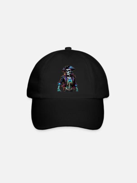 Piratenskelett Illustration - Baseballkappe - Schwarz/Schwarz