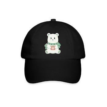 Süßer Eisbär in Weihnachtsstimmung - Baseballkappe - Schwarz/Schwarz - Vorne